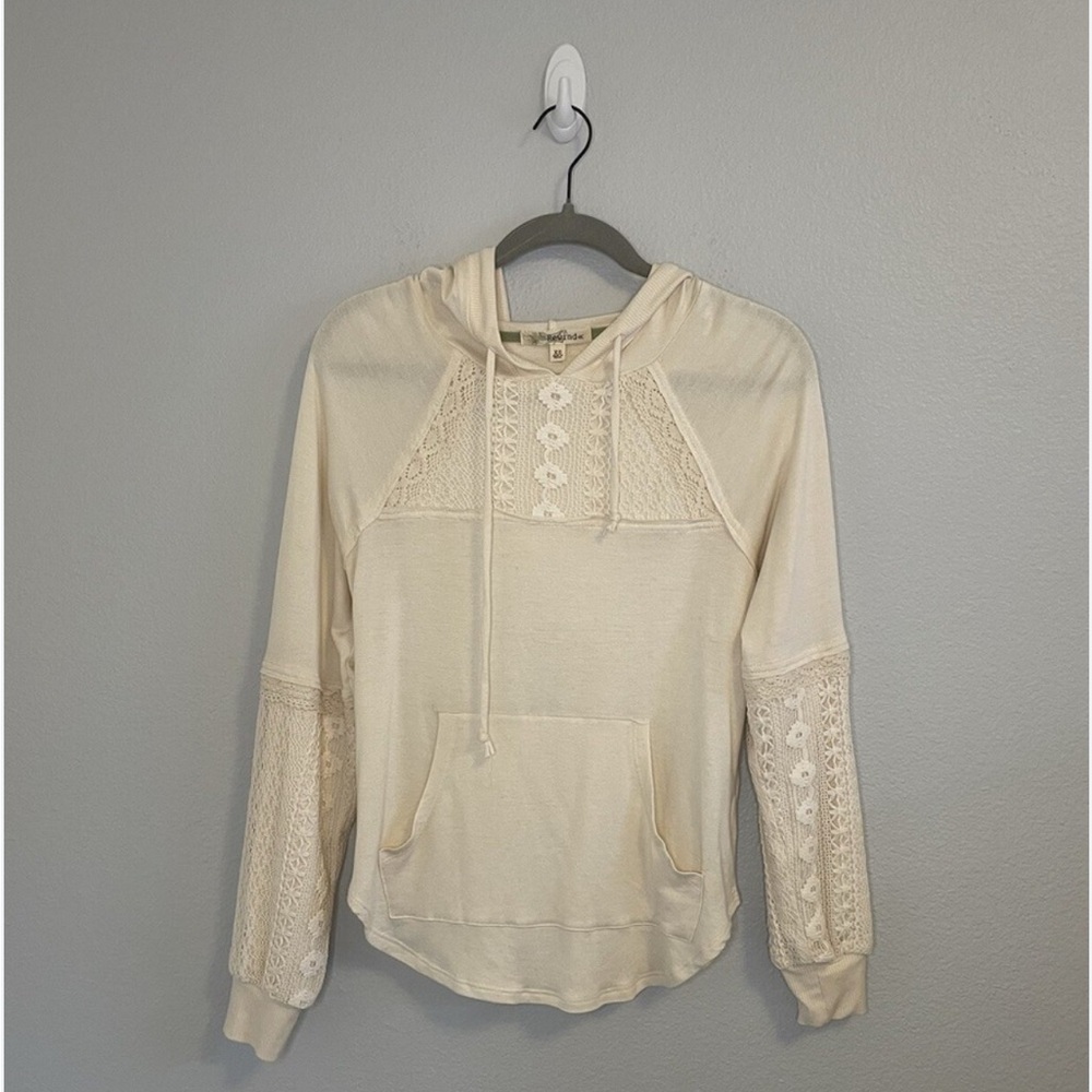 Cream Lace Detail Hoodie